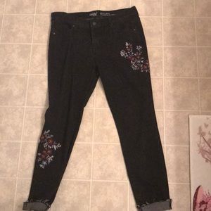 Black denim detailed jeans